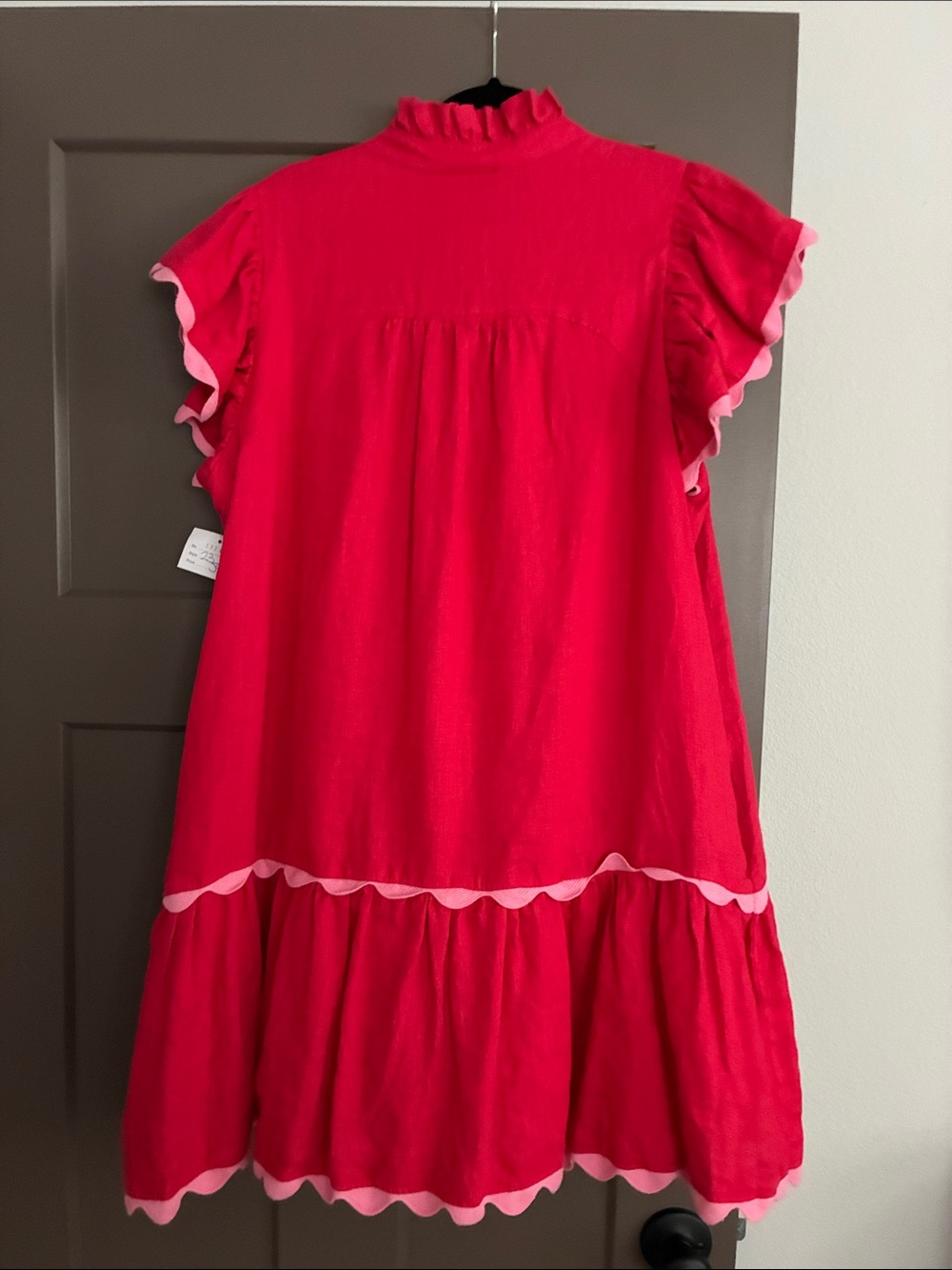 Tuckernuck Hot Pink Scallop-Trim Tiered Dress - Picture 6 of 7